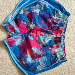 Nike Bright Blue Pink Splash Print Athletic Shorts **please read description**